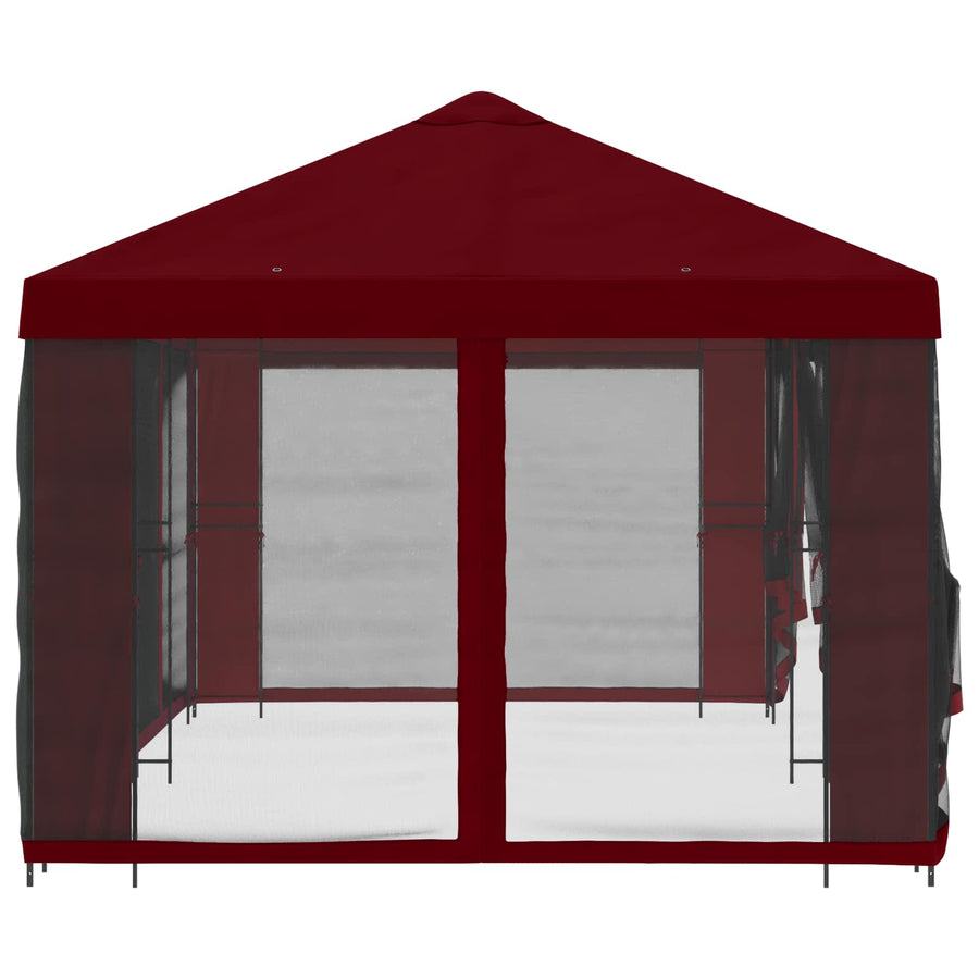 Paviljoen met zijwanden 6 x 3 m Bordeauxrood Polyester en staal