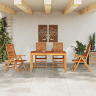 Garden Dining Set 5 Pcs Brown Solid Acacia Wood 4-seater