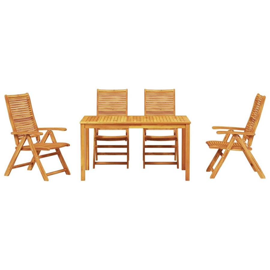 Tuin Eetset 5 Pcs Bruin Massief Acaciahout 4-persoons