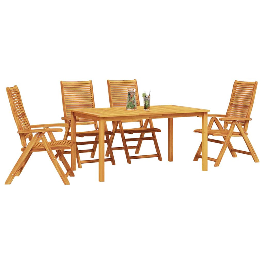 Tuin eettafelset 5 pcs Bruin Massief Acaciahout