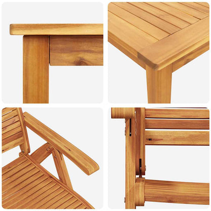 Tuin eettafelset 5 pcs Bruin Massief Acaciahout