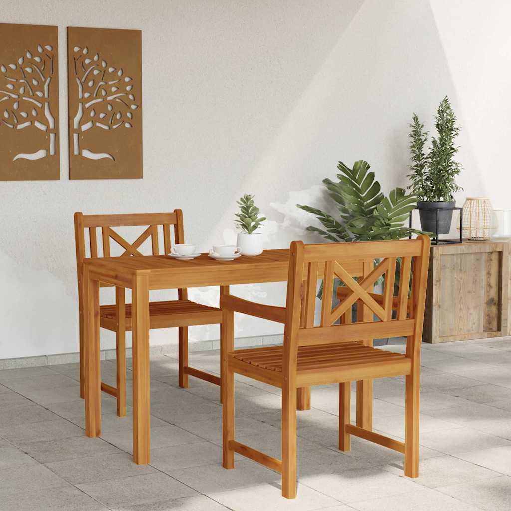 Tuin Eetset 3 pcs Bruin Massief acaciahout