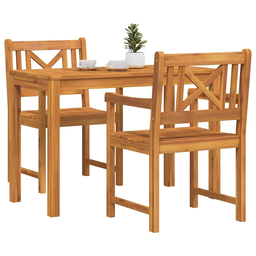 Tuin Eetset 3 pcs Bruin Massief acaciahout