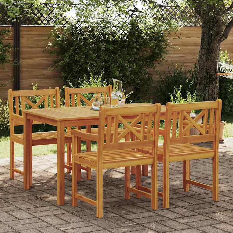 Tuin eettafelset 5 pcs Bruin Massief Acaciahout