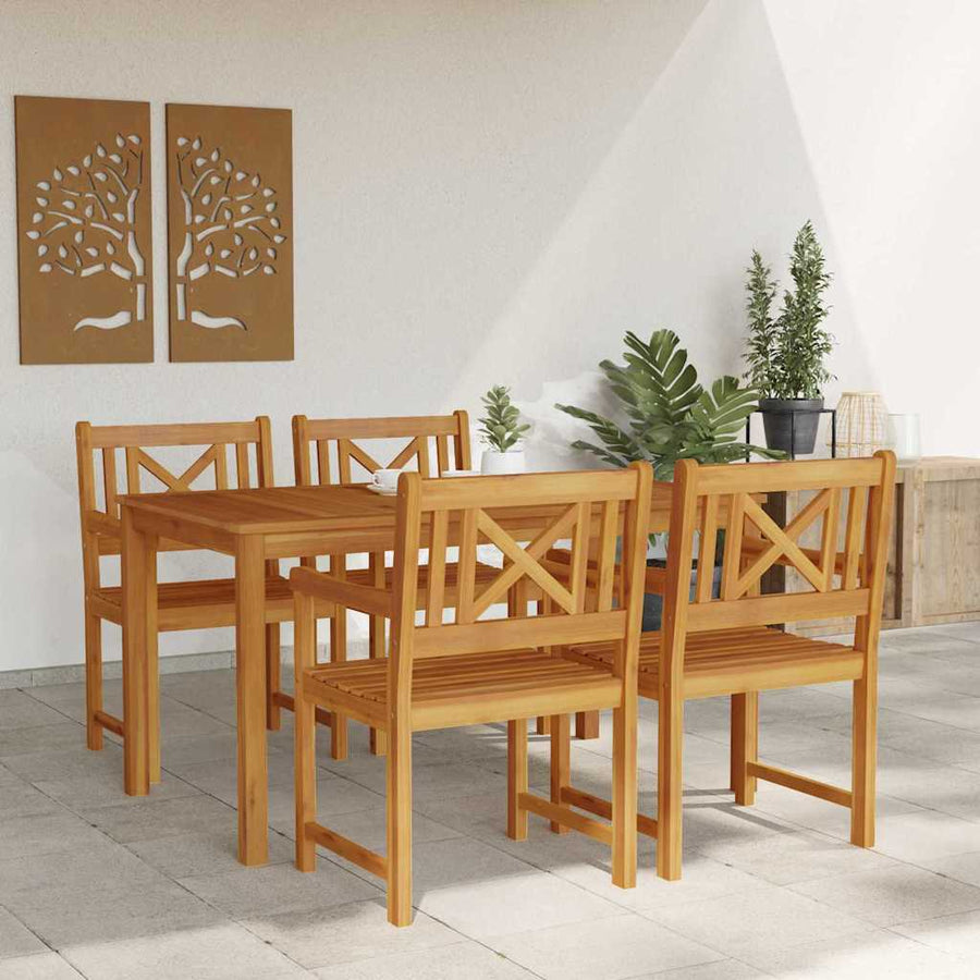 Tuin eettafelset 5 pcs Bruin Massief Acaciahout