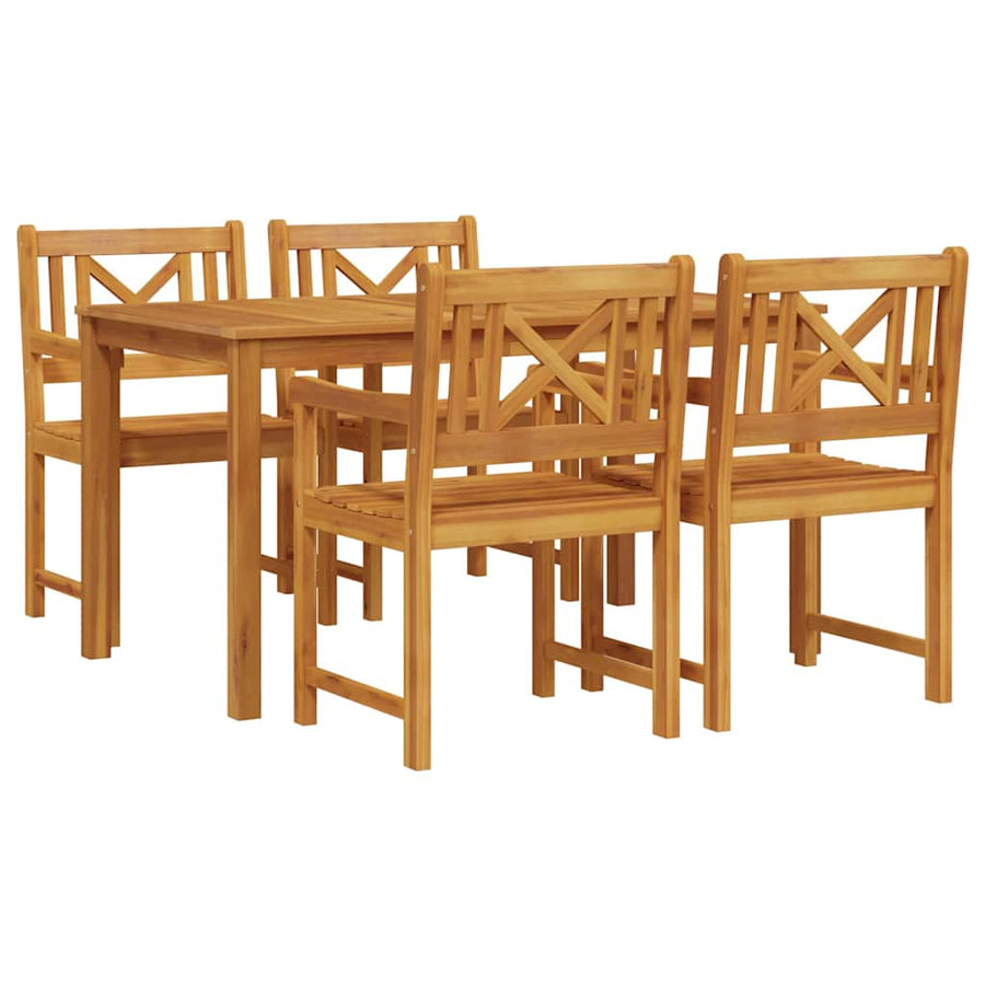 Tuin eettafelset 5 pcs Bruin Massief Acaciahout