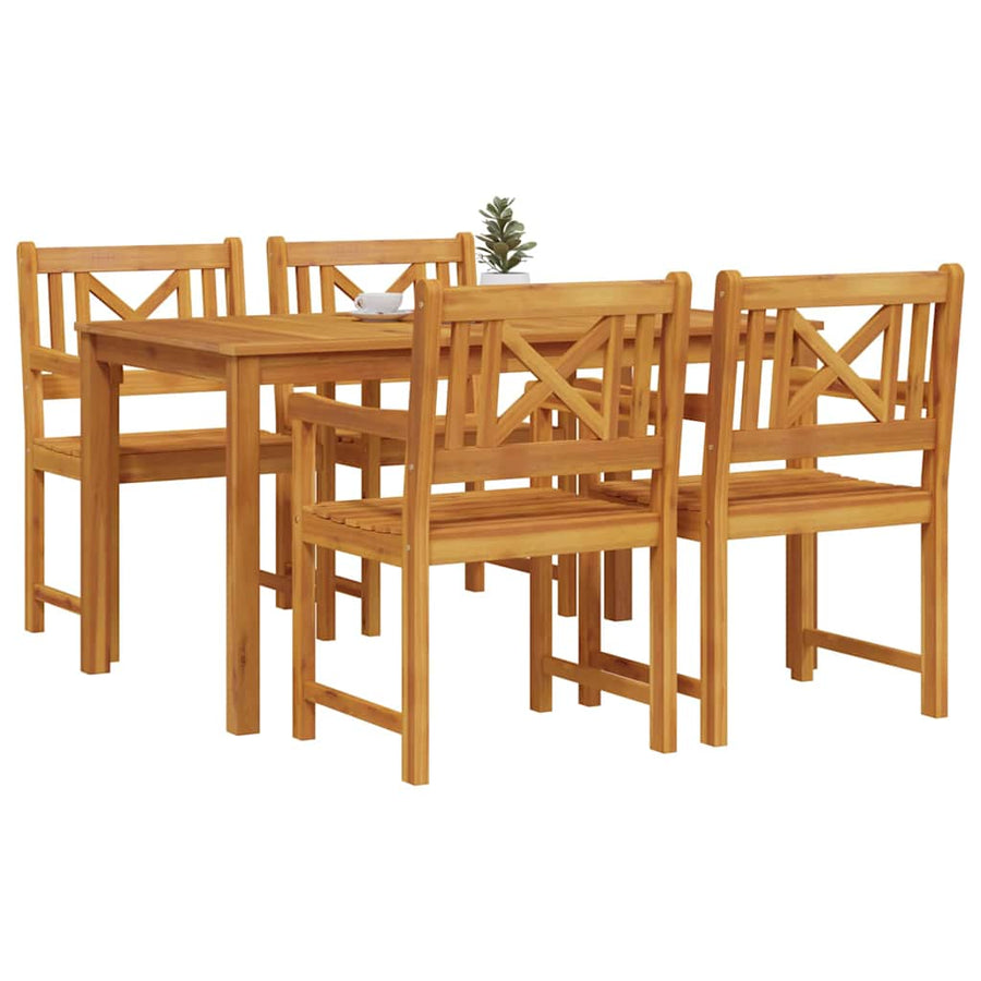 Tuin eettafelset 5 pcs Bruin Massief Acaciahout