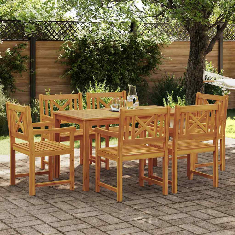 Tuin eettafelset 7 pcs Bruin Massief Acaciahout