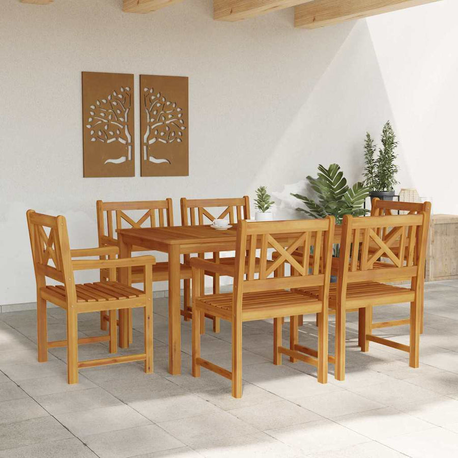 Tuin eettafelset 7 pcs Bruin Massief Acaciahout
