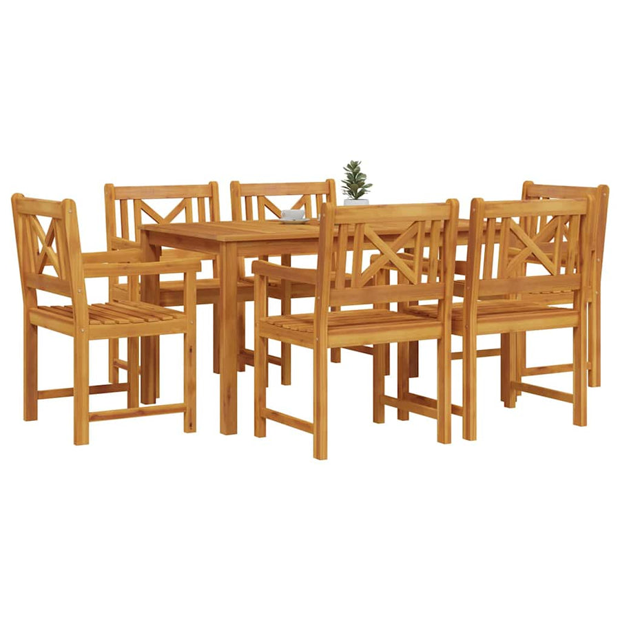 Tuin eettafelset 7 pcs Bruin Massief Acaciahout
