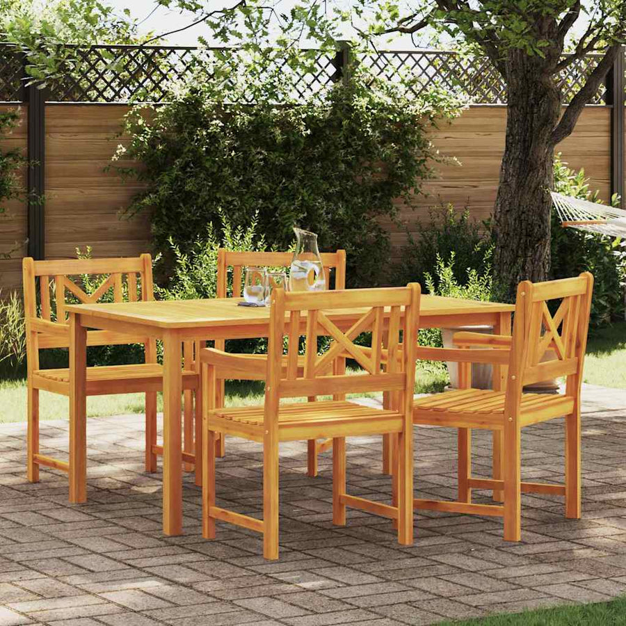 Tuin eettafelset 5 pcs Bruin Massief Acaciahout