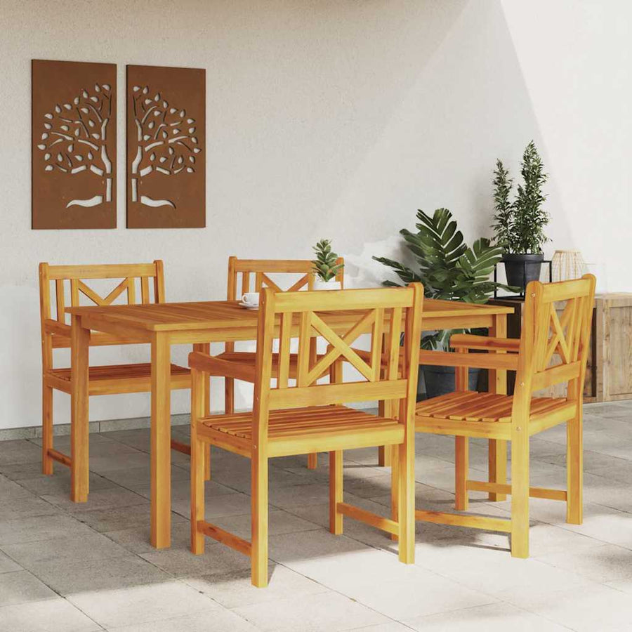 Tuin eettafelset 5 pcs Bruin Massief Acaciahout