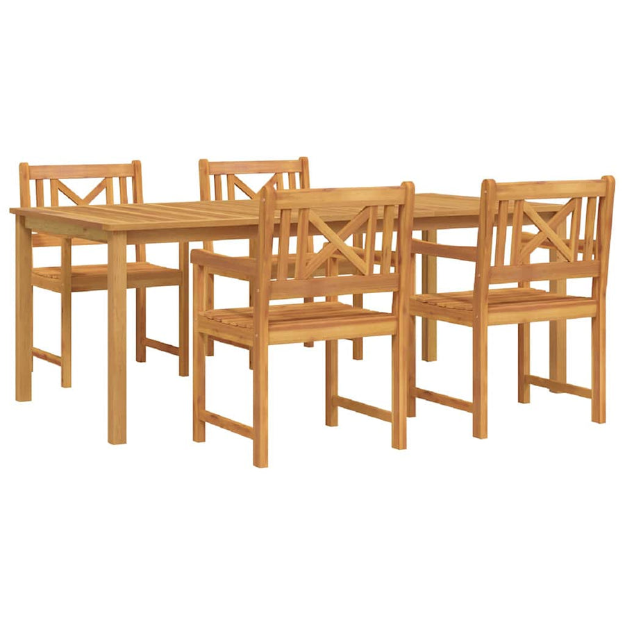 Tuin eettafelset 5 pcs Bruin Massief Acaciahout
