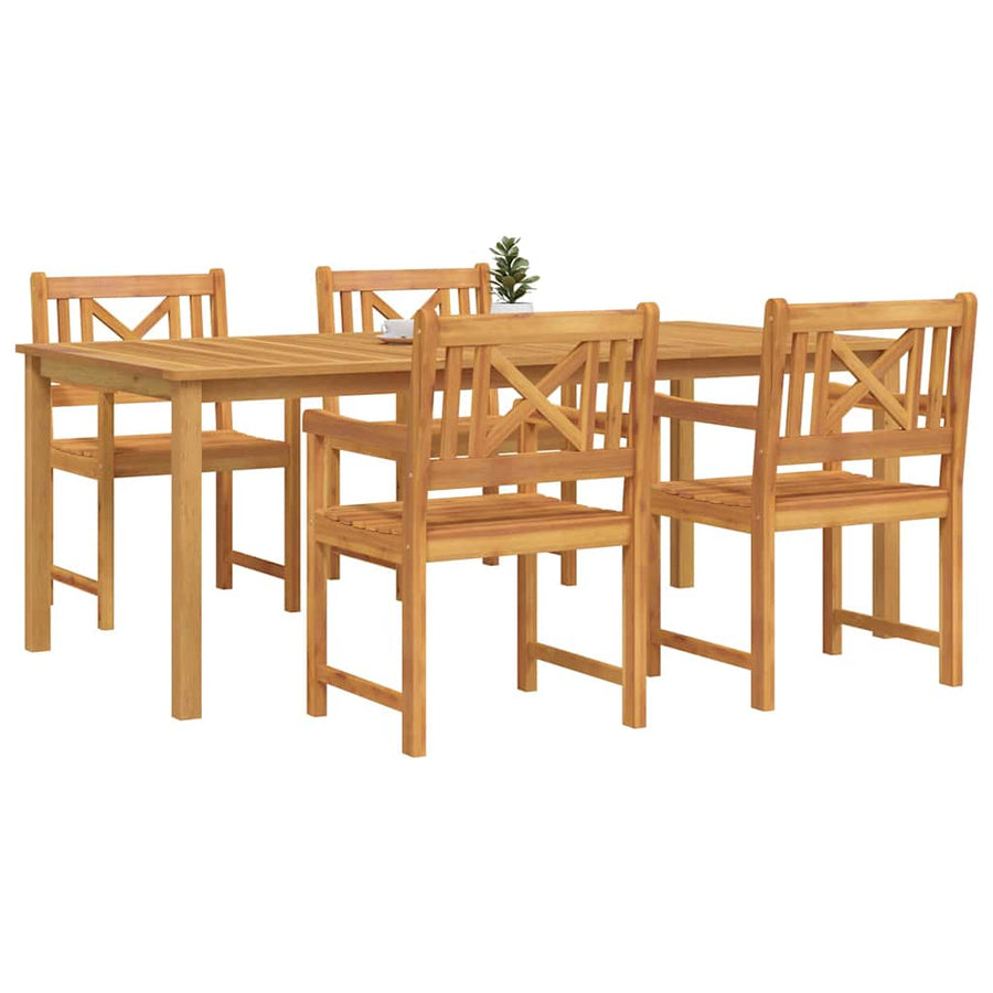 Tuin eettafelset 5 pcs Bruin Massief Acaciahout