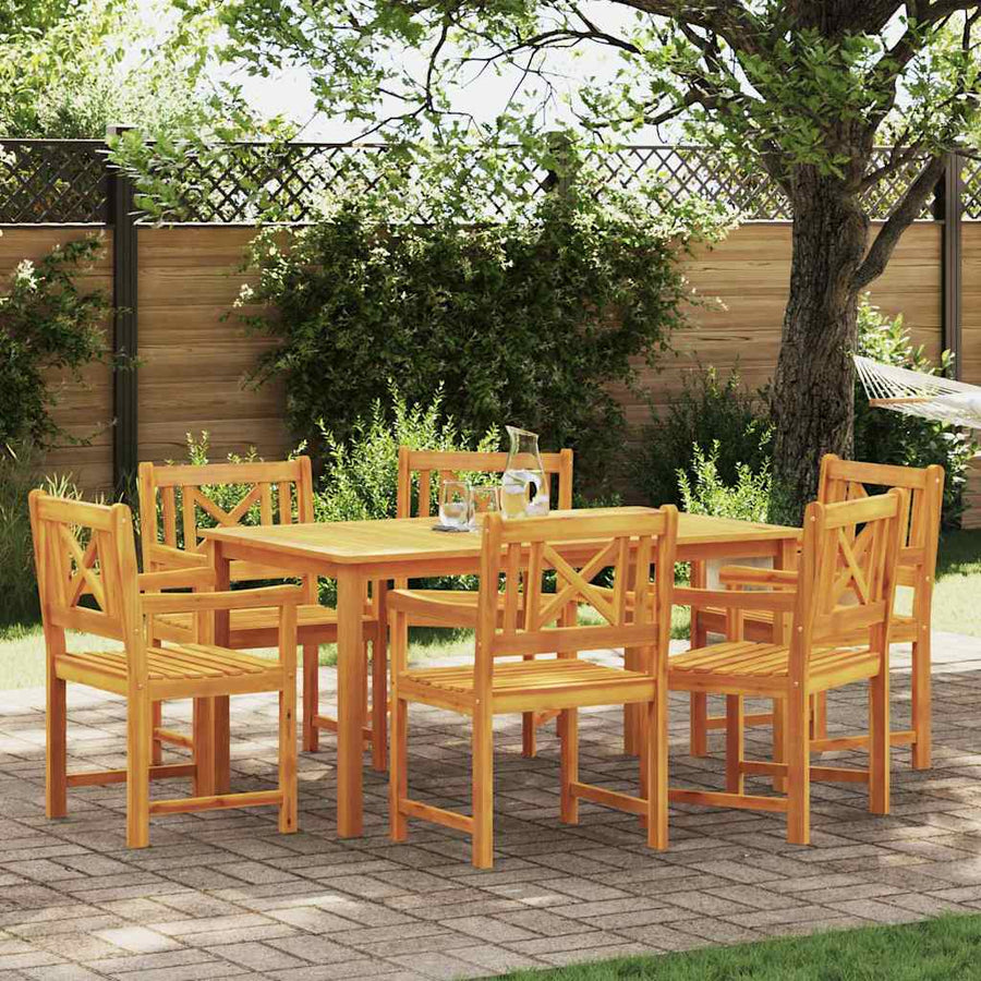 Tuin eettafelset 7 pcs Bruin Massief Acaciahout