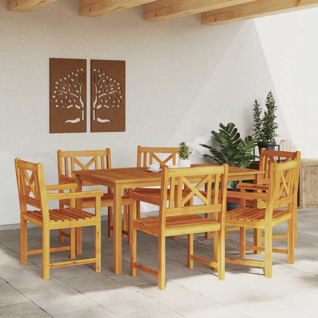 Tuin eettafelset 7 pcs Bruin Massief Acaciahout