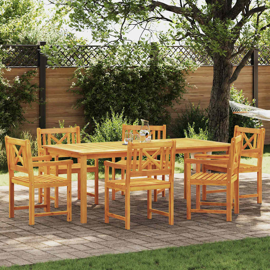 Tuin Eetset 7 pcs Bruin Massief acaciahout