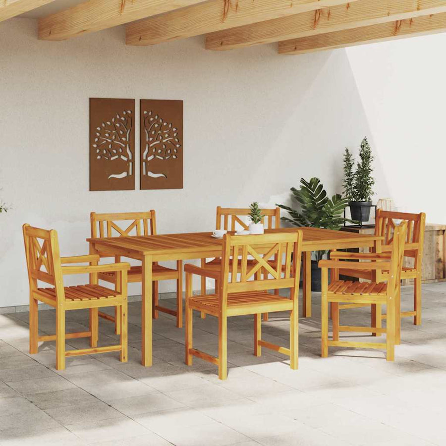 Tuin Eetset 7 pcs Bruin Massief acaciahout