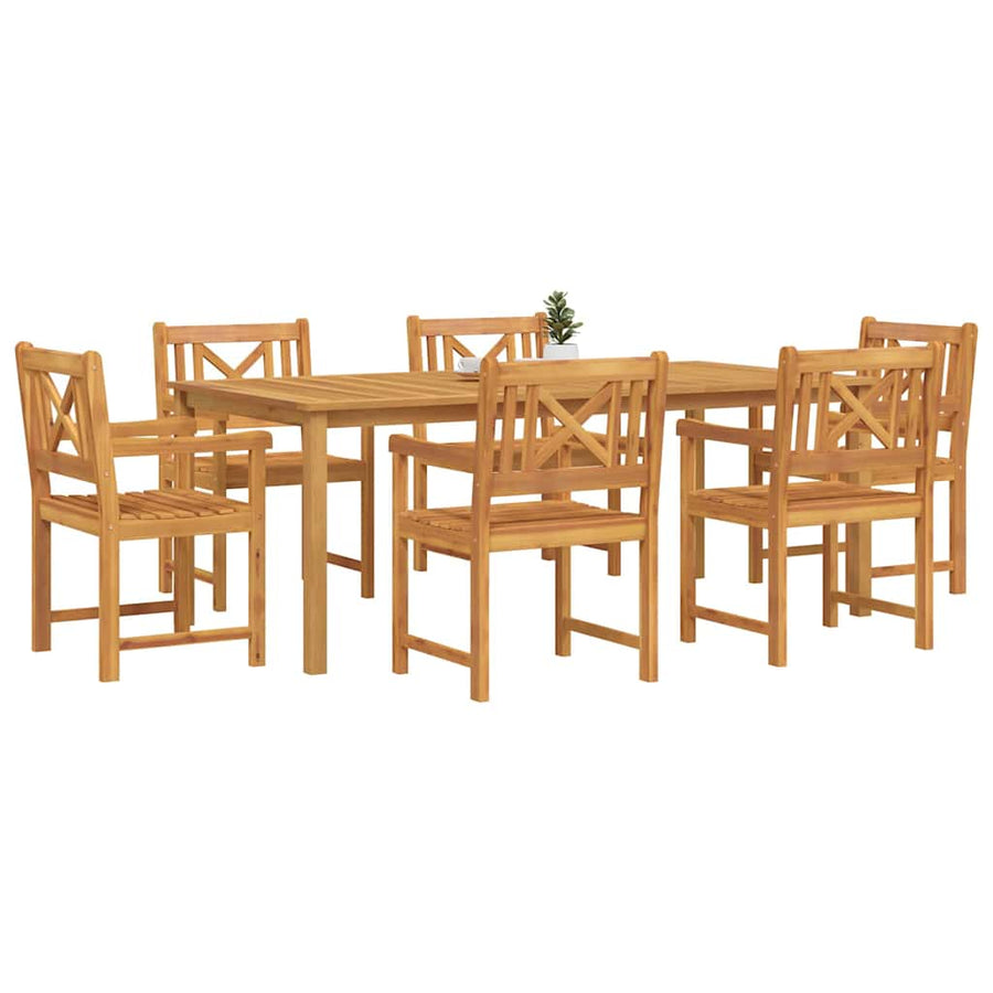 Tuin Eetset 7 pcs Bruin Massief acaciahout