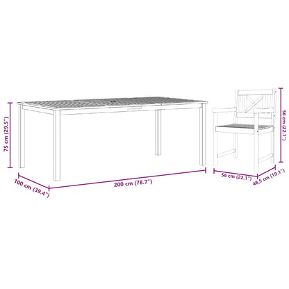 Tuin Eetset 7 pcs Bruin Massief acaciahout