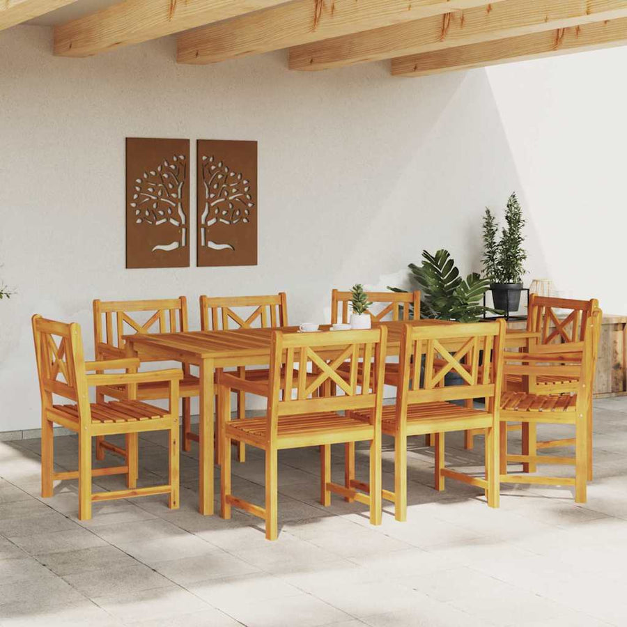 Tuin Eetset 9 pcs Bruin Massief acaciahout