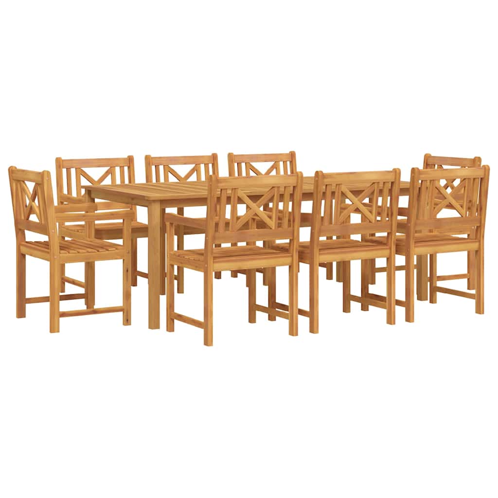 Tuin Eetset 9 pcs Bruin Massief acaciahout