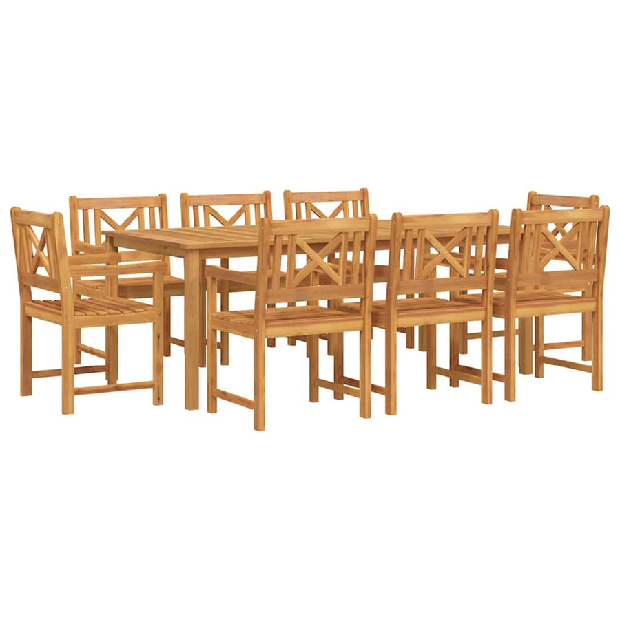 Tuin Eetset 9 pcs Bruin Massief acaciahout