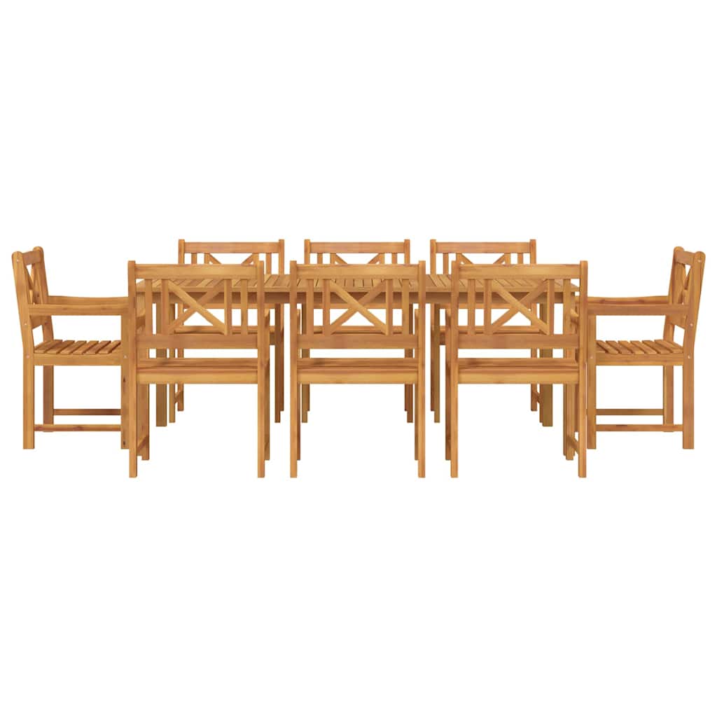 Tuin Eetset 9 pcs Bruin Massief acaciahout