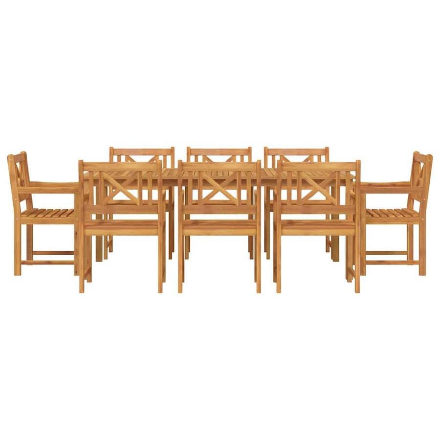 Tuin Eetset 9 pcs Bruin Massief acaciahout