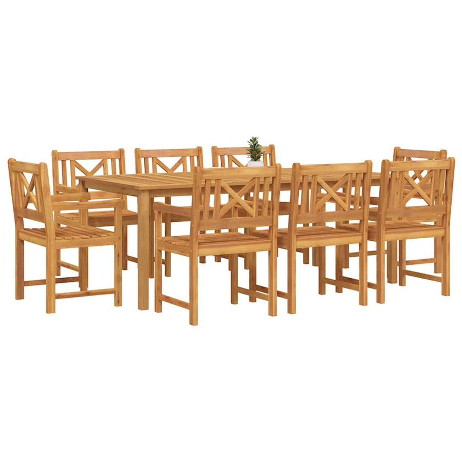 Tuin Eetset 9 pcs Bruin Massief acaciahout