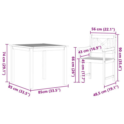 Tuin eettafelset 3 pcs Bruin Massief acaciahout