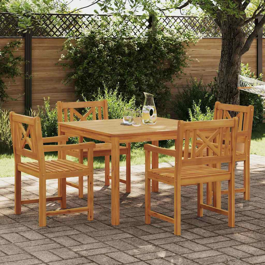 Tuin eettafelset 5 pcs Bruin Massief acaciahout