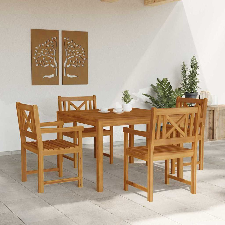 Tuin eettafelset 5 pcs Bruin Massief acaciahout