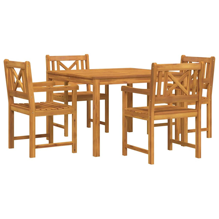 Tuin eettafelset 5 pcs Bruin Massief acaciahout