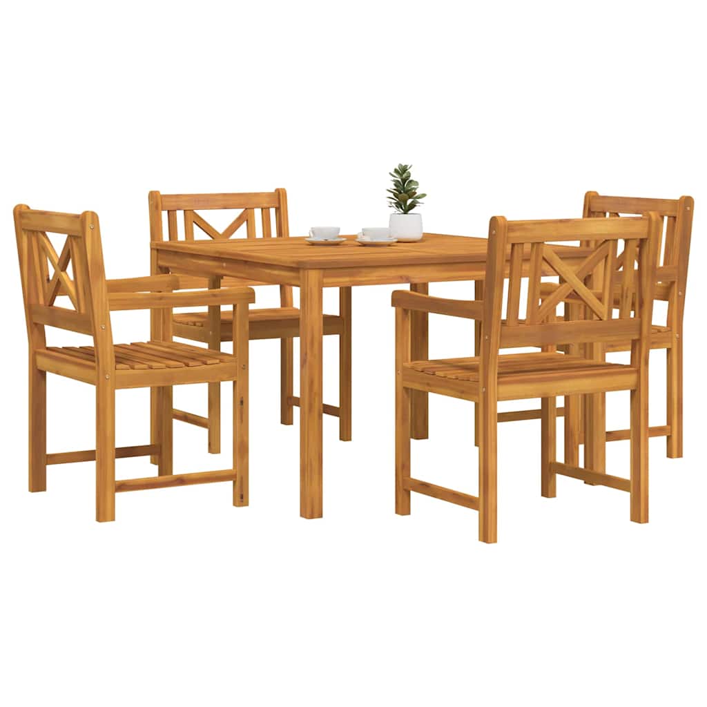 Tuin eettafelset 5 pcs Bruin Massief acaciahout
