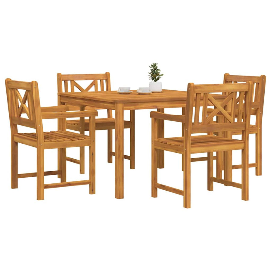Tuin eettafelset 5 pcs Bruin Massief acaciahout