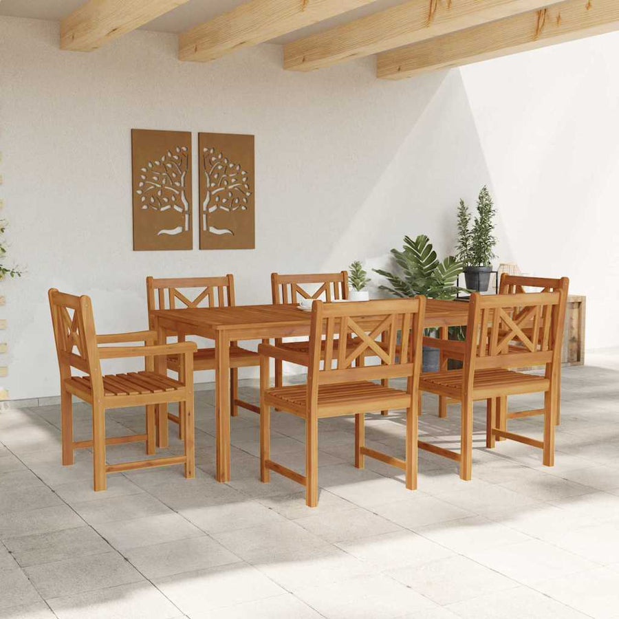 Tuin Eettafelset 7 Pcs Bruin Massief Acaciahout 6-persoons