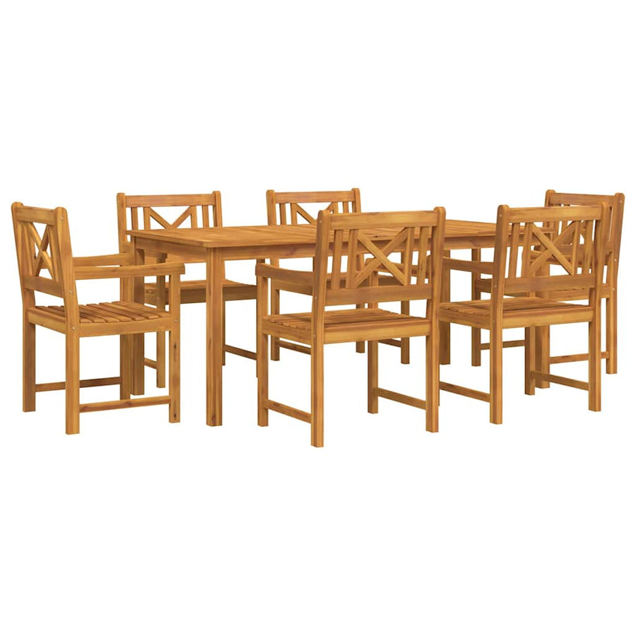 Tuin Eettafelset 7 Pcs Bruin Massief Acaciahout 6-persoons
