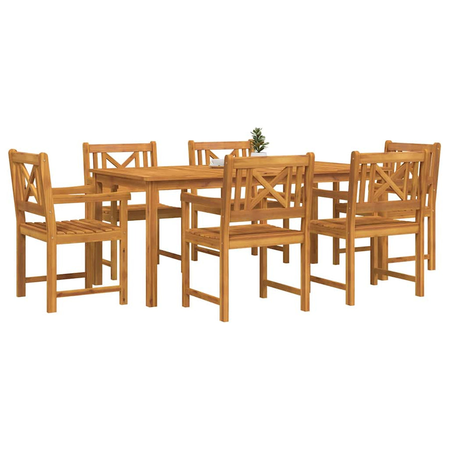 Tuin Eettafelset 7 Pcs Bruin Massief Acaciahout 6-persoons