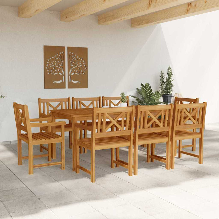 Tuin Eettafelset 9 Pcs Bruin Massief Acaciahout 8-persoons