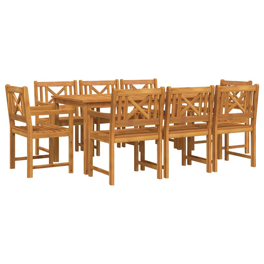 Tuin Eettafelset 9 Pcs Bruin Massief Acaciahout 8-persoons