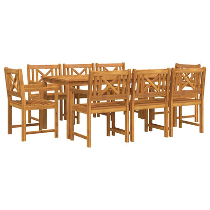 Tuin Eettafelset 9 Pcs Bruin Massief Acaciahout 8-persoons
