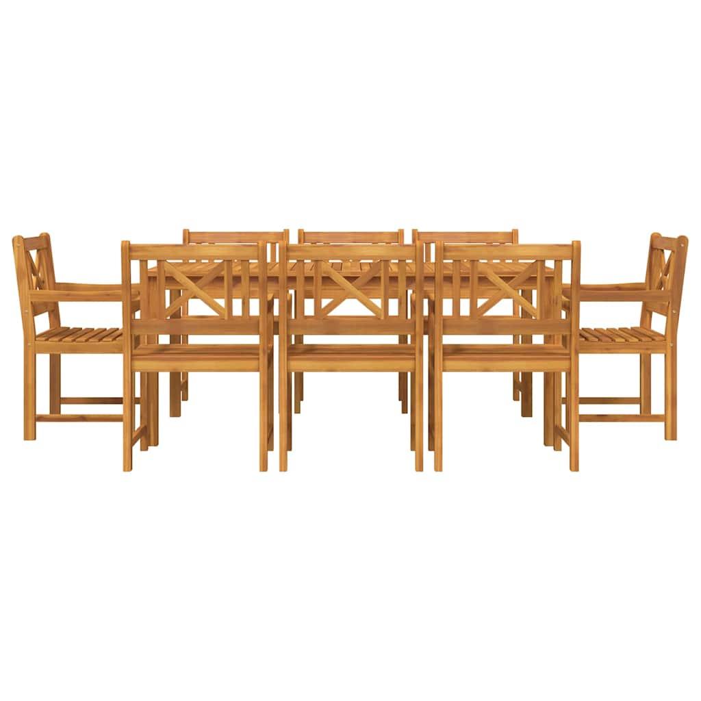 Tuin Eettafelset 9 Pcs Bruin Massief Acaciahout 8-persoons
