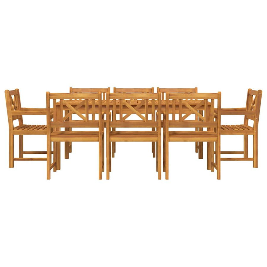 Tuin Eettafelset 9 Pcs Bruin Massief Acaciahout 8-persoons