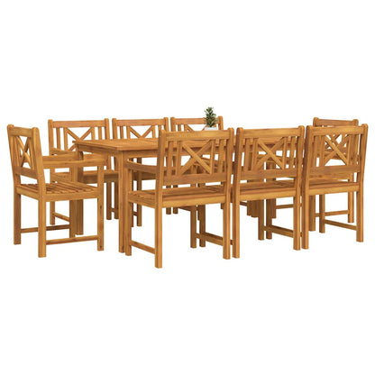 Tuin Eettafelset 9 Pcs Bruin Massief Acaciahout 8-persoons