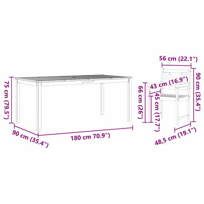 Tuin Eettafelset 9 Pcs Bruin Massief Acaciahout 8-persoons