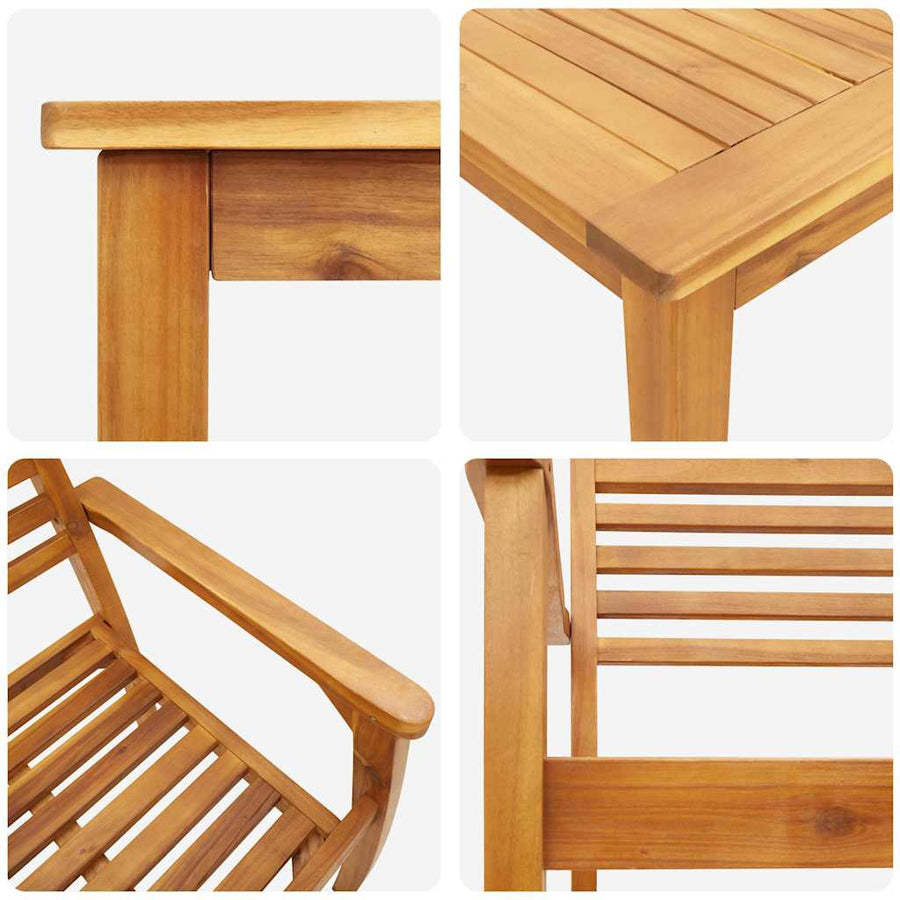 Tuin Eetset 3 pcs Bruin Massief acaciahout