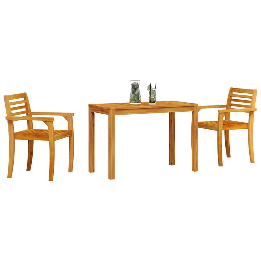 Tuin Eetset 3 pcs Bruin Massief acaciahout