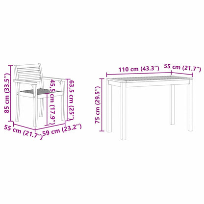Tuin Eetset 3 pcs Bruin Massief acaciahout