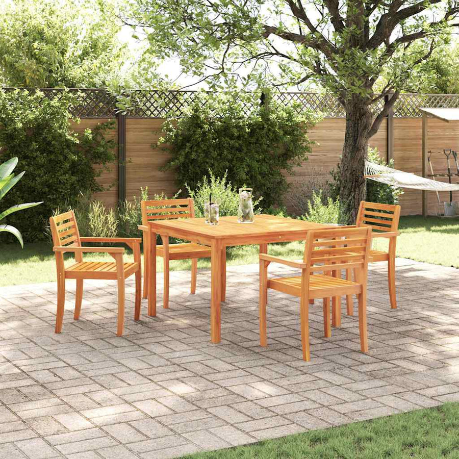 Tuin eettafelset 5 pcs Bruin Massief Acaciahout